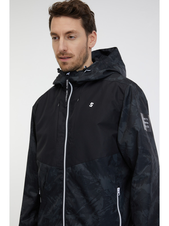 Sam 73 Schwarze, leichte, gemusterte Herrenjacke SAM 73 Antonio