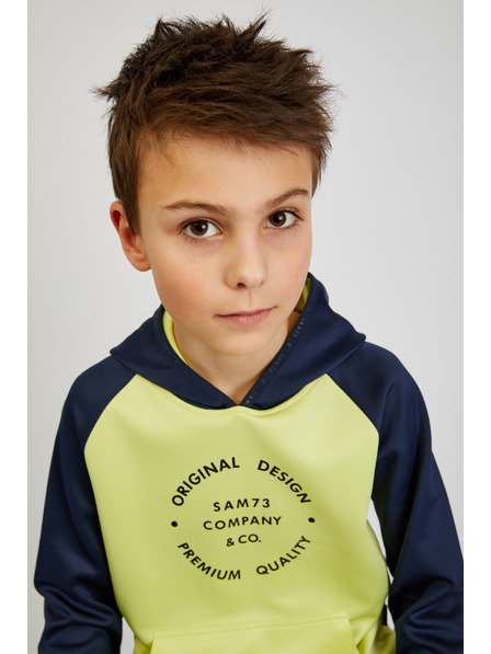 Sam 73 Blauer und gelber Kapuzenpullover für Jungen SAM73 Draco