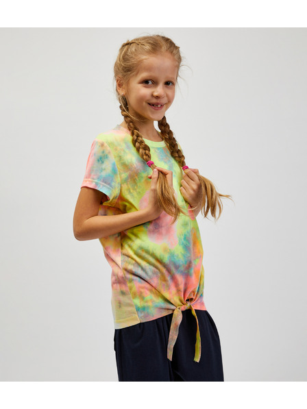 Sam 73 Türkis und gelb gemustertes Mädchen-T-Shirt SAM73 Auriga