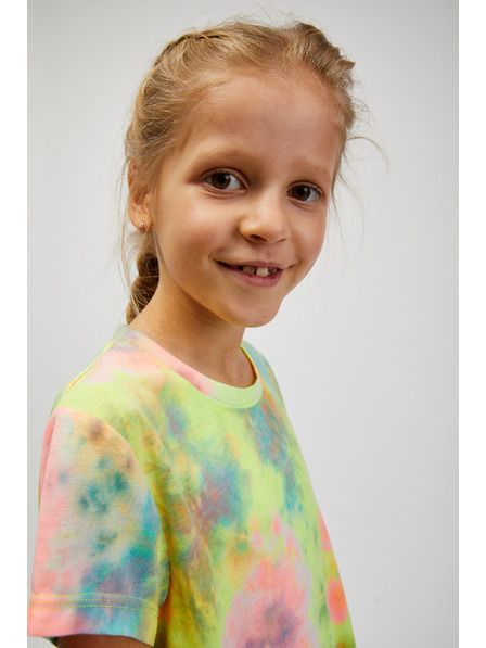 Sam 73 Türkis und gelb gemustertes Mädchen-T-Shirt SAM73 Auriga