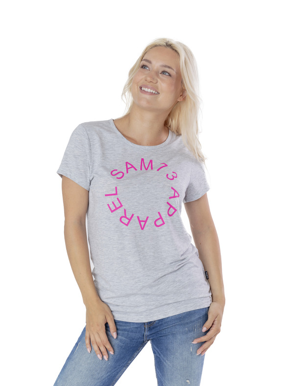 Sam 73 Hellgraues T-Shirt mit Aufdruck für Frauen SAM 73 Arias