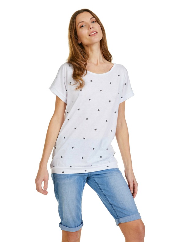Sam 73 Weißes gemustertes Damen-T-Shirt SAM 73 Roxanne