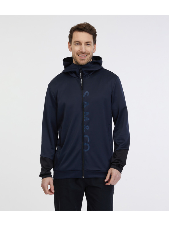 Sam 73 Dunkelblauer Herren-Kapuzenpulli mit Reißverschluss SAM 73 Emanuel