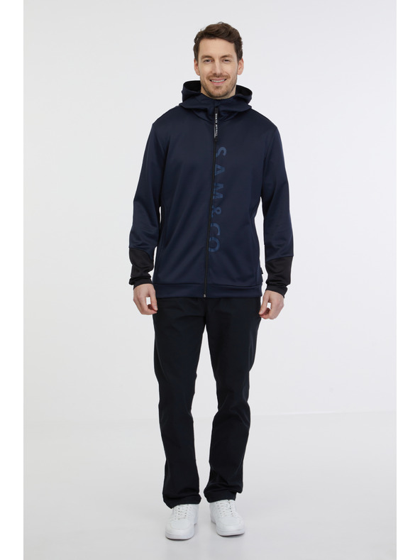 Sam 73 Dunkelblauer Herren-Kapuzenpulli mit Reißverschluss SAM 73 Emanuel