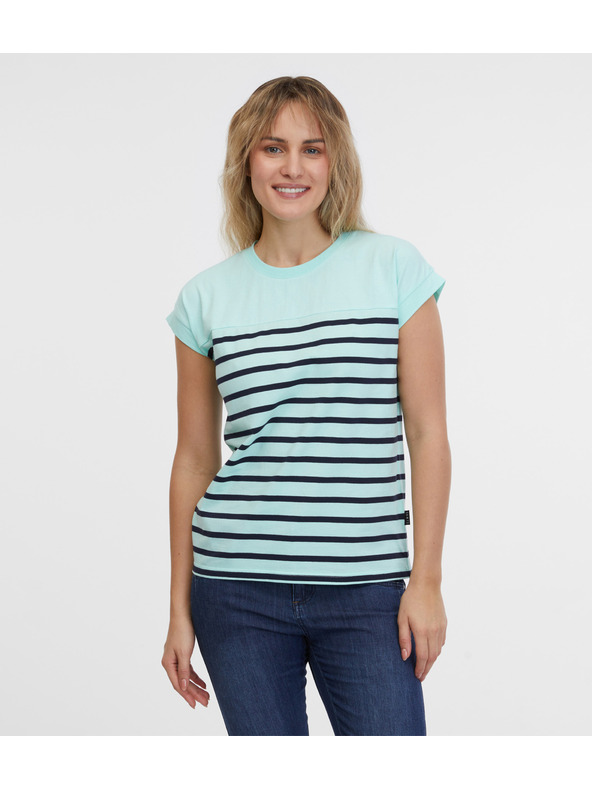 Sam 73 Türkisfarbenes gestreiftes Damen-T-Shirt SAM 73 Mercedes