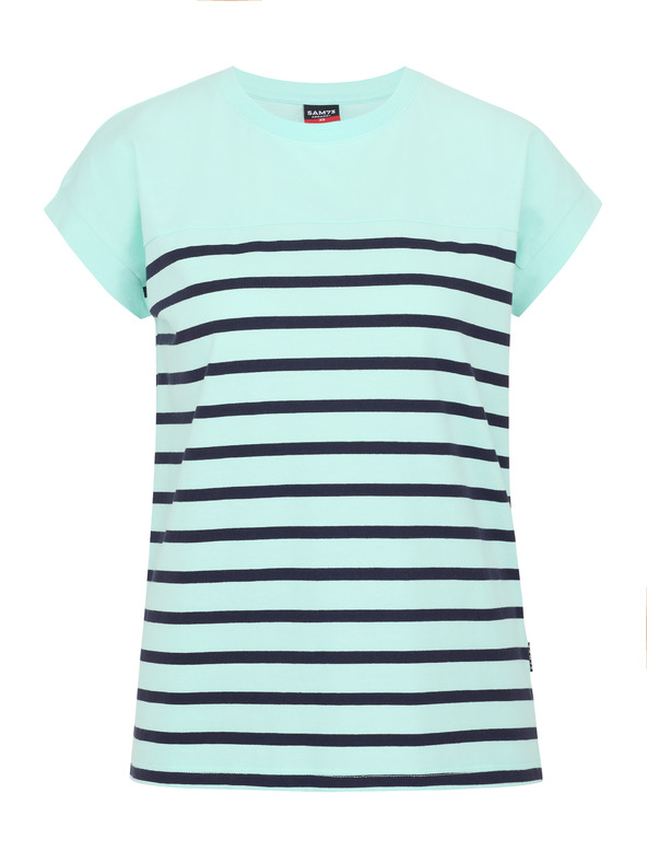 Sam 73 Türkisfarbenes gestreiftes Damen-T-Shirt SAM 73 Mercedes