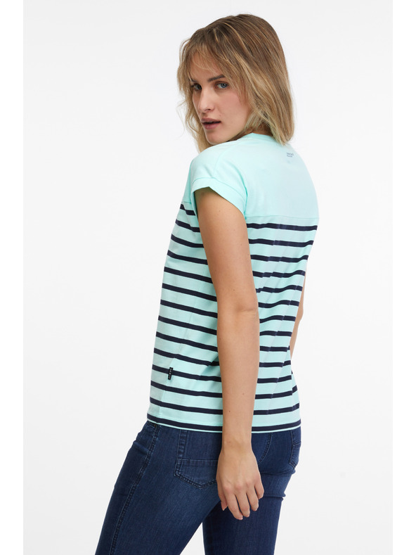 Sam 73 Türkisfarbenes gestreiftes Damen-T-Shirt SAM 73 Mercedes