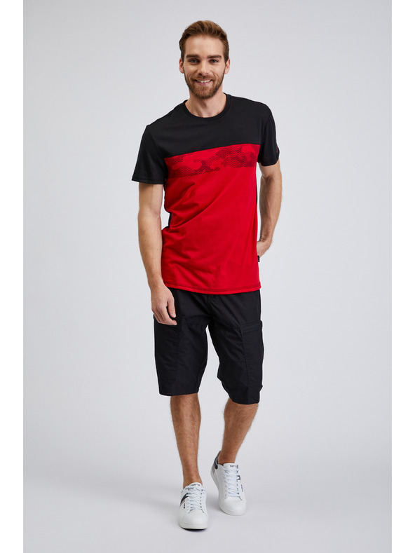 Sam 73 Schwarzes und rotes Herren-T-Shirt SAM73 Cetus