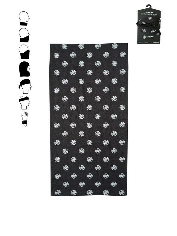 Sam 73 Schwarz gemustertes Multifunktionstuch SAM 73