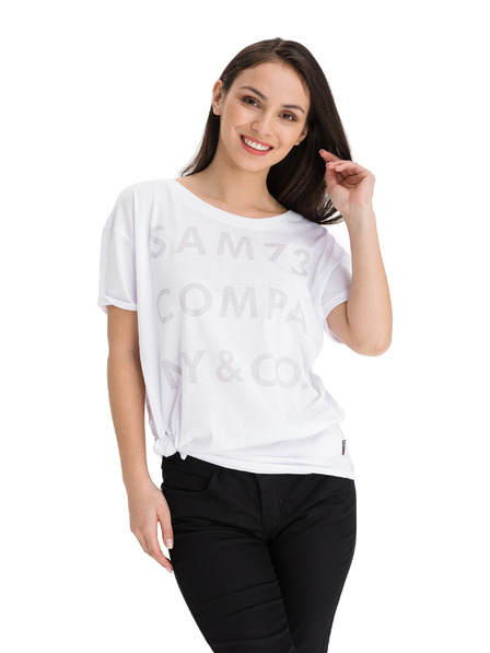 Sam 73 Weißes lockeres Damen-T-Shirt mit SAM 73 Aufdruck