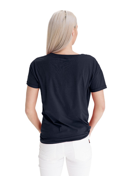 Sam 73 Dunkelblaues loses Damen-T-Shirt mit Aufdruck SAM 73