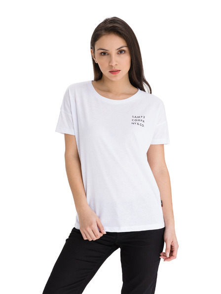 Sam 73 Weißes bedrucktes Damen-T-Shirt SAM 73