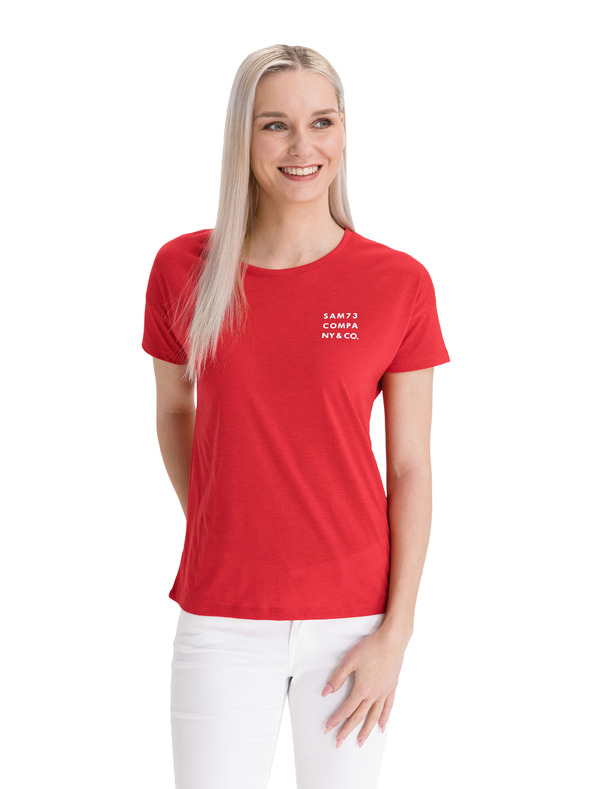 Sam 73 Rotes bedrucktes T-Shirt für Frauen SAM 73