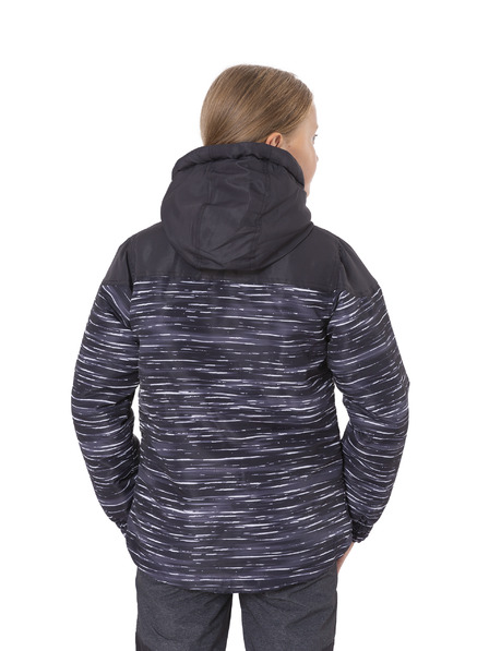 Sam 73 Rosa und schwarze gestromte Winterjacke für Mädchen mit Kapuze SAM 73 Thia