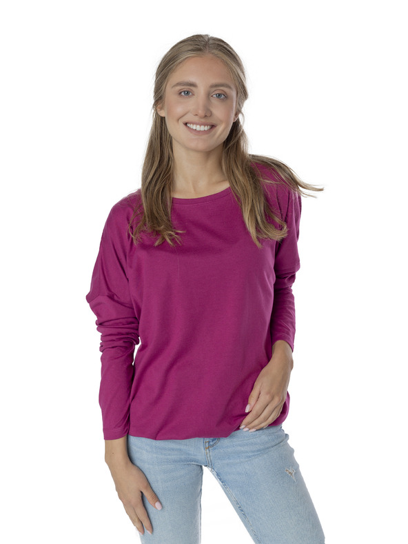 Sam 73 Dunkelrosa gestreiftes Damen-T-Shirt SAM 73