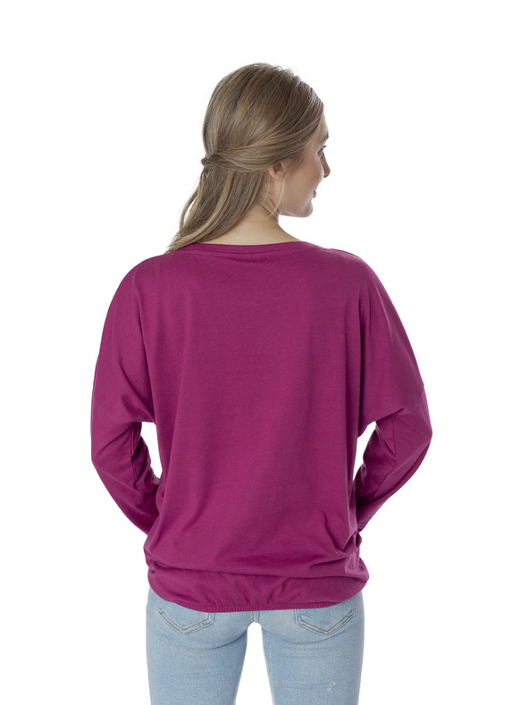 Sam 73 Dunkelrosa gestreiftes Damen-T-Shirt SAM 73