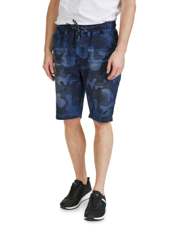 Sam 73 Dunkelblaue gemusterte Shorts für Herren SAM 73 Joseph