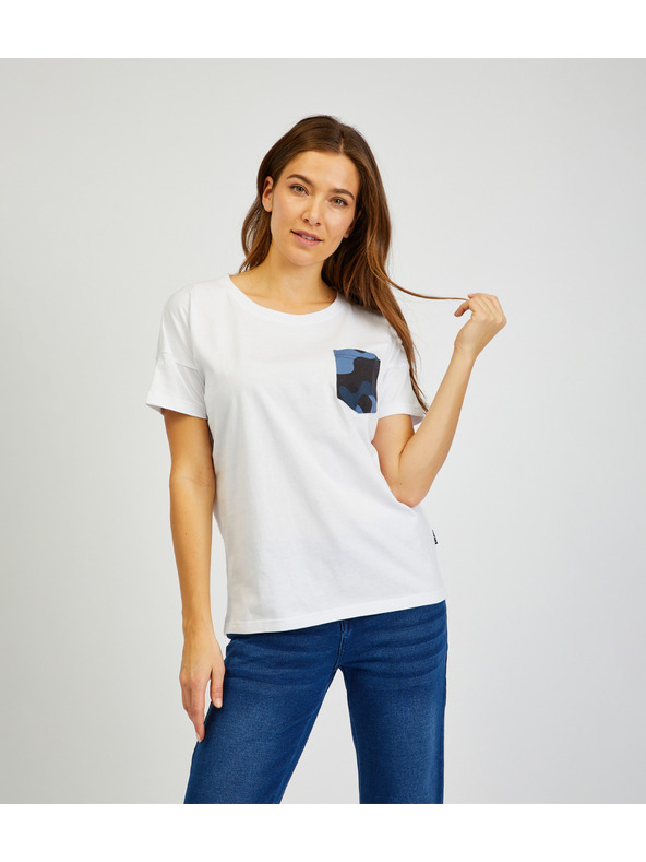 Sam 73 Weißes Damen-T-Shirt mit Tasche SAM 73 Marie
