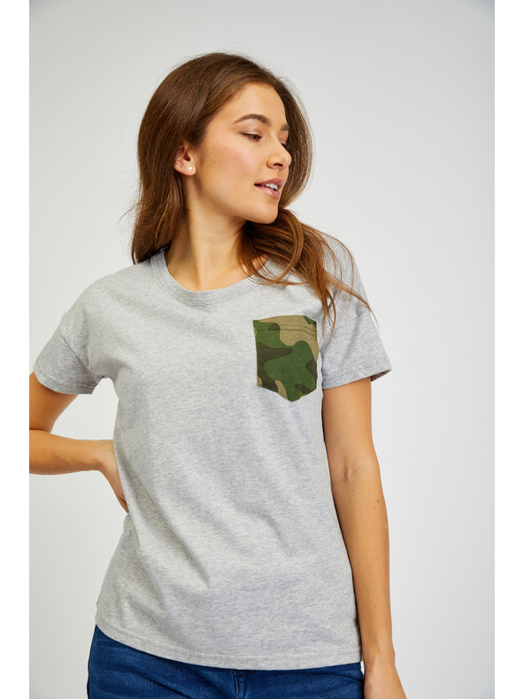 Sam 73 Graues Damen-T-Shirt mit Tasche SAM 73 Marie