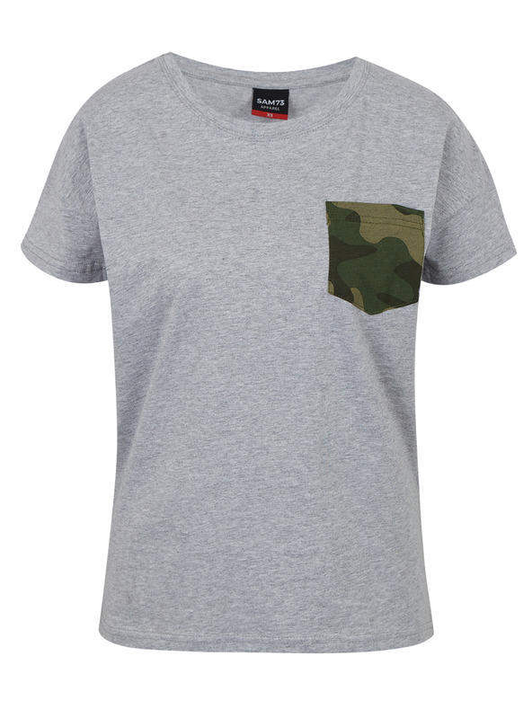 Sam 73 Graues Damen-T-Shirt mit Tasche SAM 73 Marie
