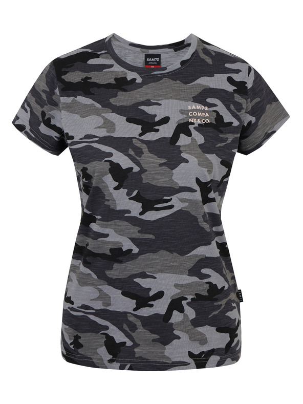 Sam 73 Dunkelgraues gemustertes Damen-T-Shirt SAM 73 Nora