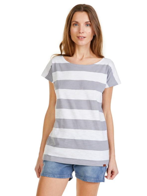 Sam 73 Weiß-grau gestreiftes Damen-T-Shirt SAM 73 Elspeth