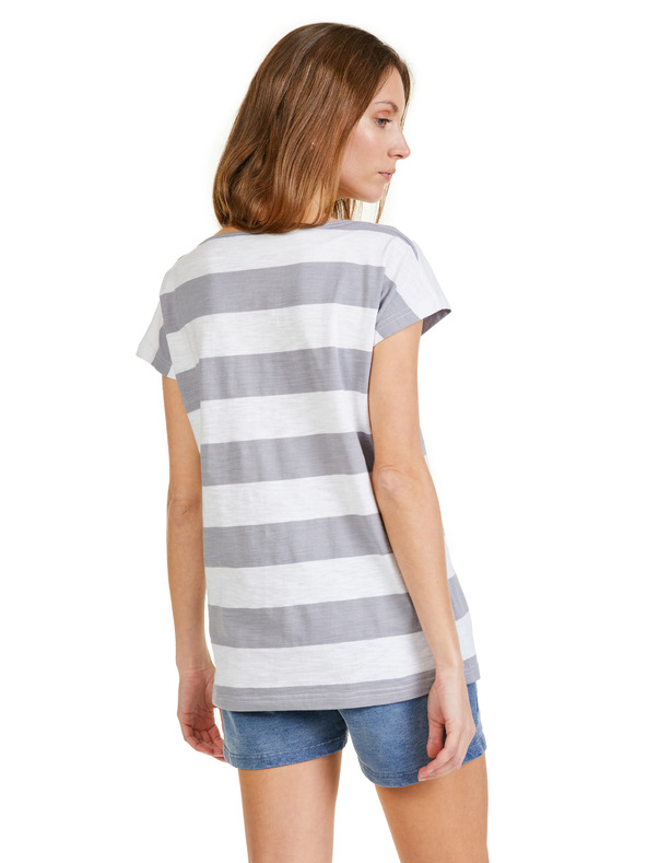Sam 73 Weiß-grau gestreiftes Damen-T-Shirt SAM 73 Elspeth