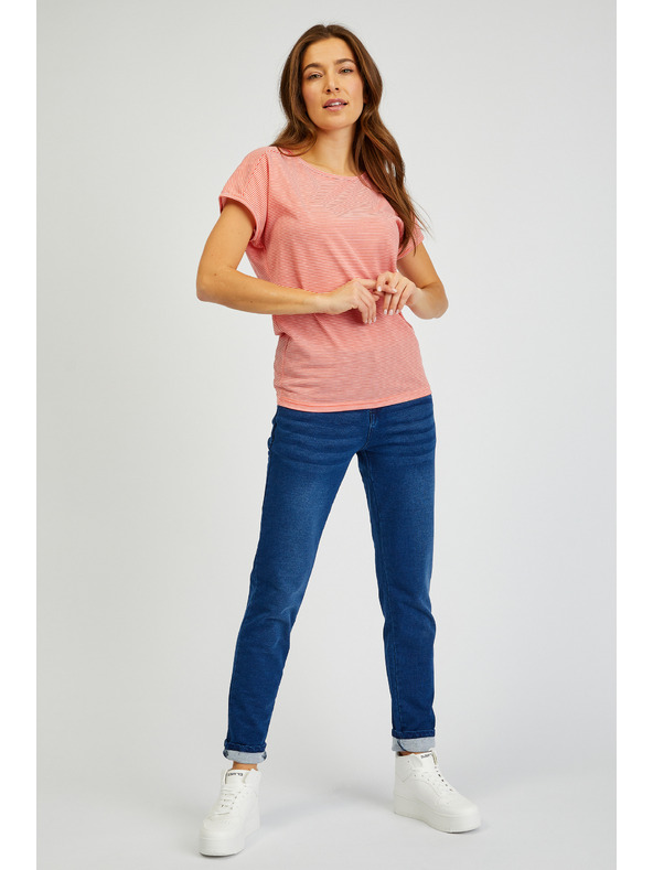 Sam 73 Orangefarbenes gestreiftes Basic-T-Shirt für Damen SAM 73 Celeste
