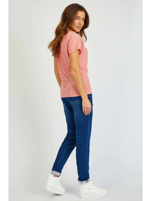 Sam 73 Orangefarbenes gestreiftes Basic-T-Shirt für Damen SAM 73 Celeste
