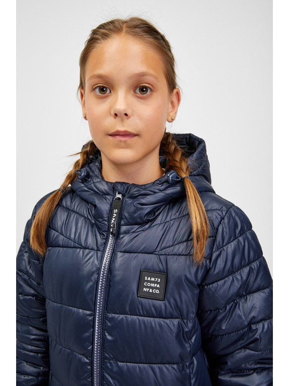 Sam 73 Dunkelblauer Kinder-Steppmantel mit Kapuze SAM 73 Nadine