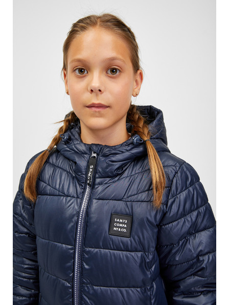 Sam 73 Dunkelblauer Kinder-Steppmantel mit Kapuze SAM 73 Nadine