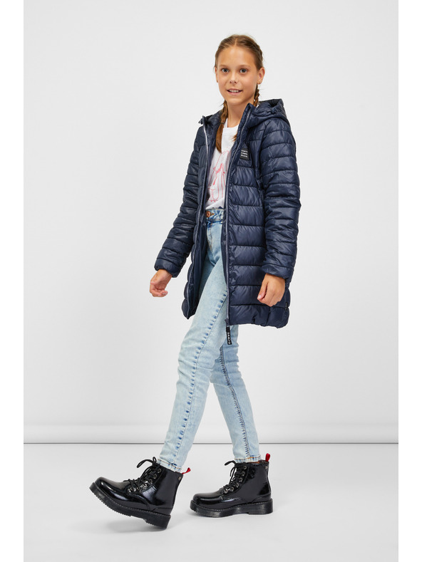 Sam 73 Dunkelblauer Kinder-Steppmantel mit Kapuze SAM 73 Nadine