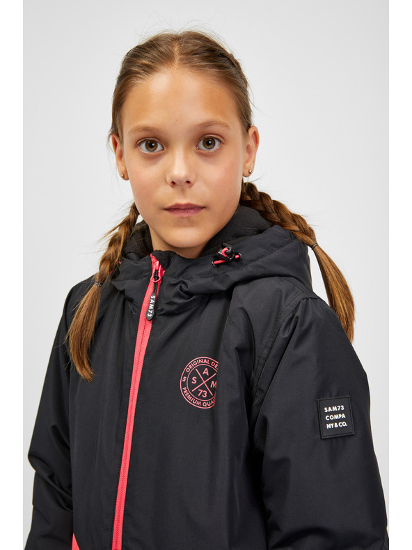 Sam 73 Korallfarbene und schwarze Kinderjacke SAM 73 Kimia