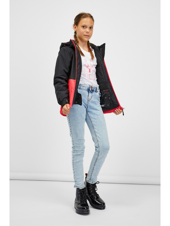 Sam 73 Korallfarbene und schwarze Kinderjacke SAM 73 Kimia