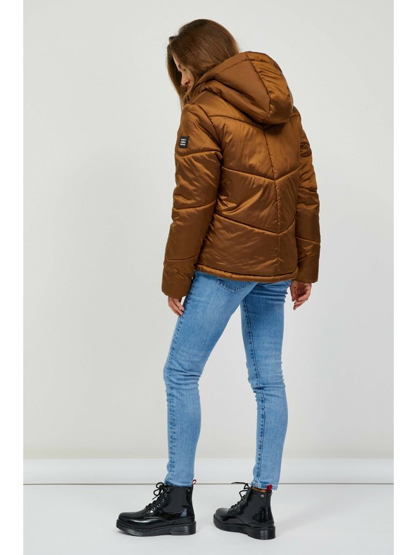 Sam 73 Braune Damen-Steppwinterjacke mit Kapuze SAM 73 Gede