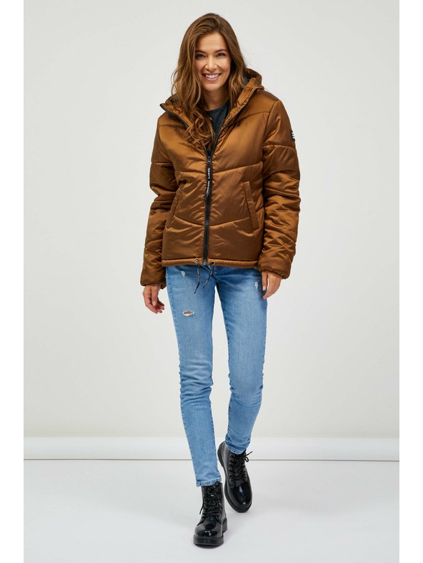 Sam 73 Braune Damen-Steppwinterjacke mit Kapuze SAM 73 Gede