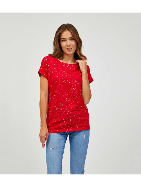 Sam 73 Rotes gemustertes Damen-T-Shirt SAM 73 Heqa