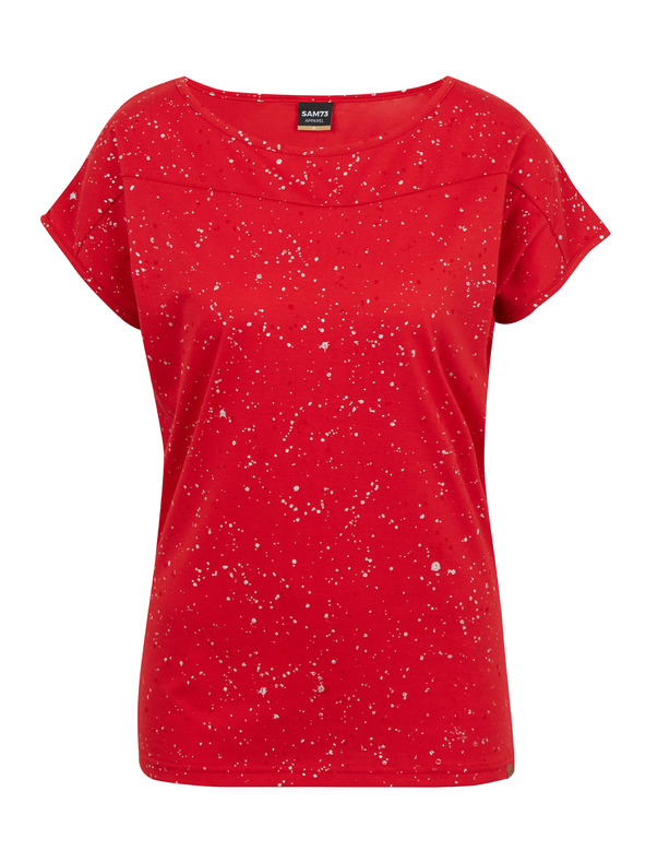 Sam 73 Rotes gemustertes Damen-T-Shirt SAM 73 Heqa