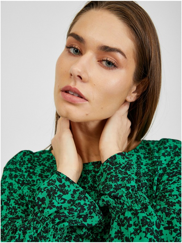 Orsay Schwarz-grüne geblümte Bluse ORSAY