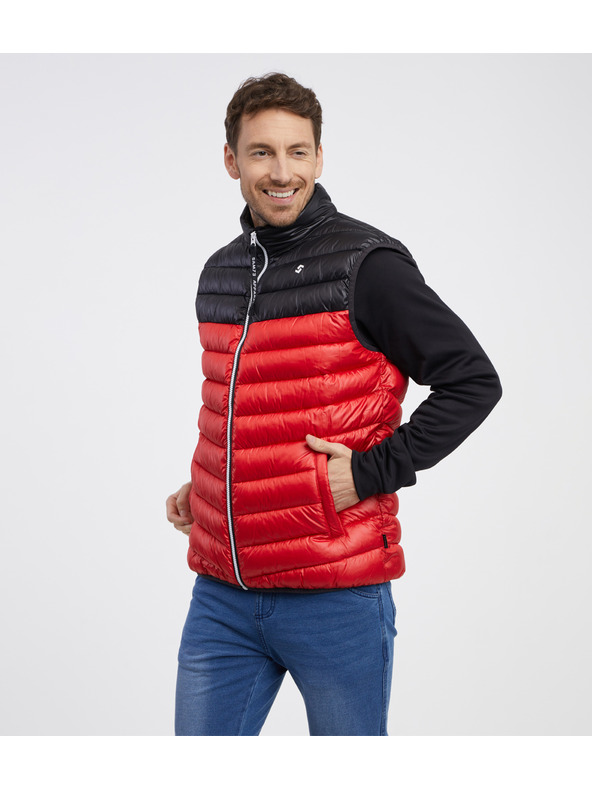 Sam 73 Schwarze und rote Herren-Steppweste SAM 73 Potter