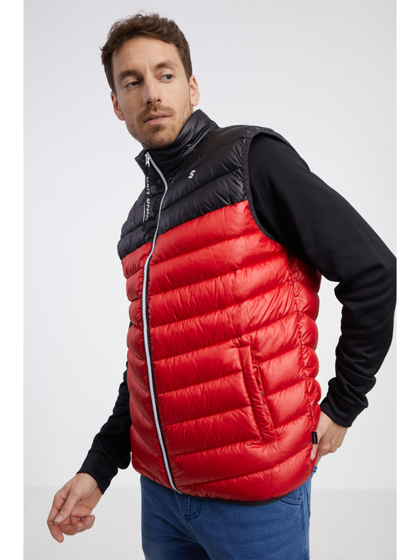 Sam 73 Schwarze und rote Herren-Steppweste SAM 73 Potter