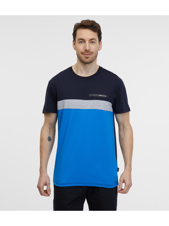 Sam 73 Blau-schwarzes Herren-T-Shirt SAM 73 Ernesto
