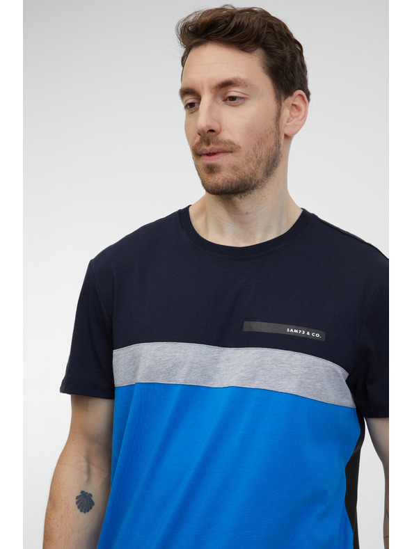 Sam 73 Blau-schwarzes Herren-T-Shirt SAM 73 Ernesto