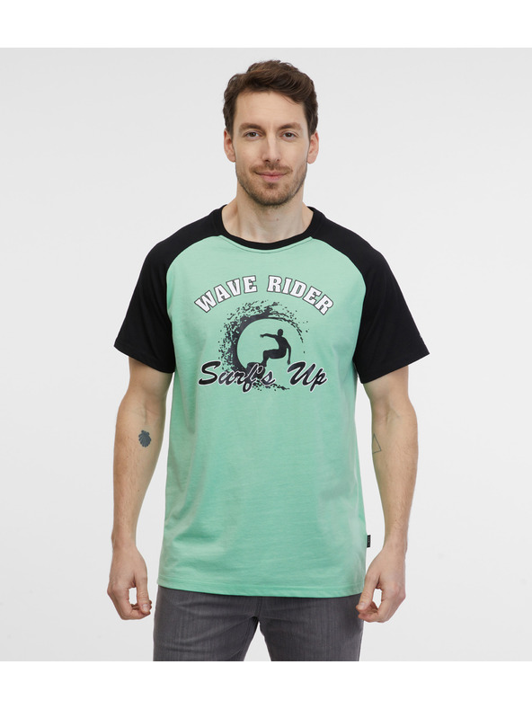 Sam 73 Schwarz-grünes Herren-T-Shirt SAM 73 Esteban