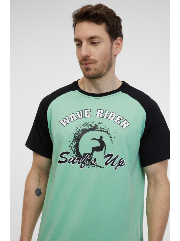 Sam 73 Schwarz-grünes Herren-T-Shirt SAM 73 Esteban