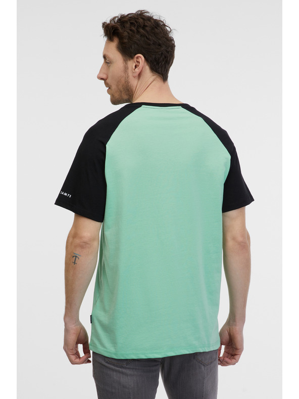 Sam 73 Schwarz-grünes Herren-T-Shirt SAM 73 Esteban