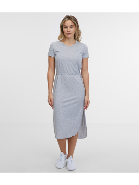 Sam 73 Hellgraues gestreiftes Damen-Midikleid SAM 73 Estela
