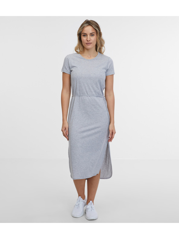 Sam 73 Hellgraues gestreiftes Damen-Midikleid SAM 73 Estela