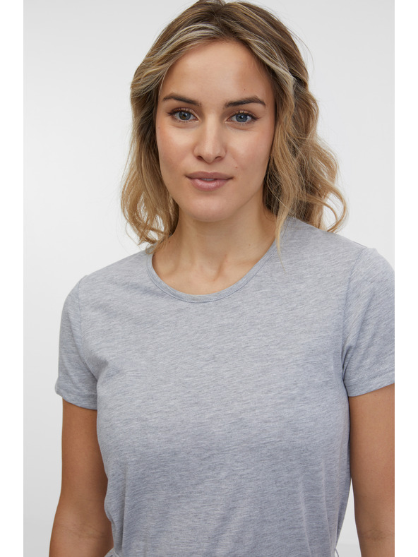 Sam 73 Hellgraues gestreiftes Damen-Midikleid SAM 73 Estela