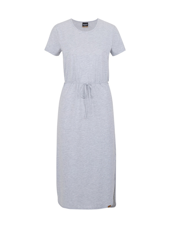 Sam 73 Hellgraues gestreiftes Damen-Midikleid SAM 73 Estela